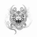 tiger dragon combined tattoo design idea