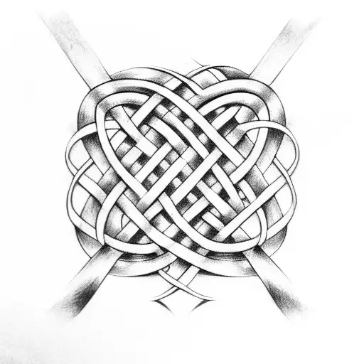 irish knot with words Tenui Nec Dimittam tattoo design idea