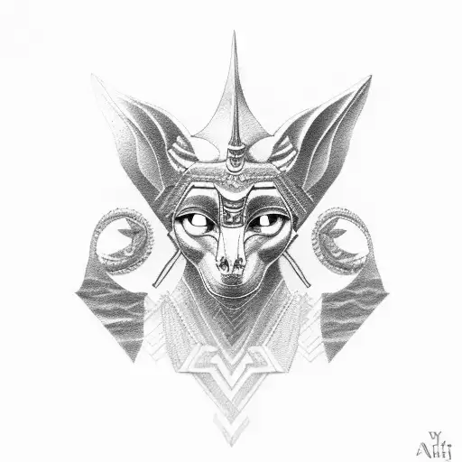 full body anubis tattoo design idea