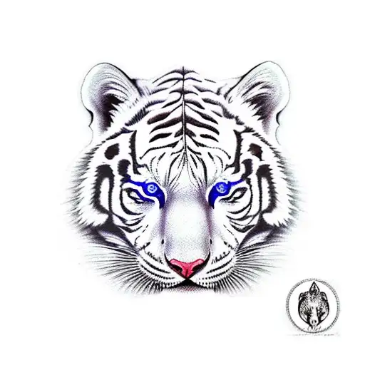 2 white tigers and 3 white tiger cubs tattoo design idea
