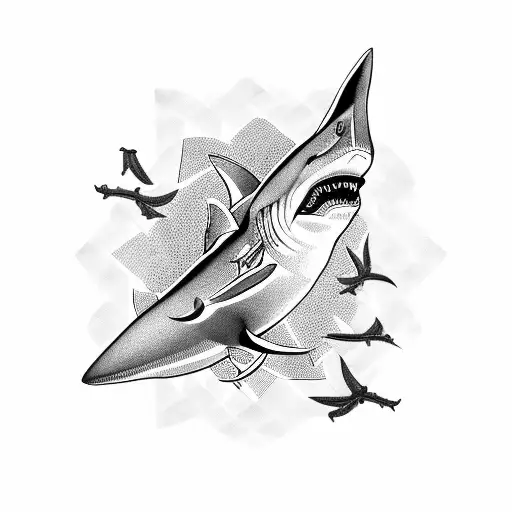 Fijian shark with intricate tribal patterns tattoo design idea