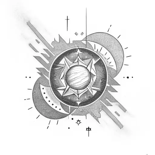 dark sun and moon tattoo design idea
