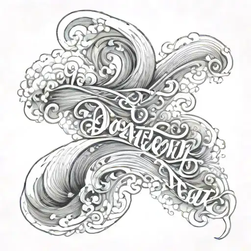line work wave flowing into the words Do Not Fear in calligraphy tattoo design idea