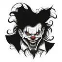 scary clown sleeve tattoo design idea