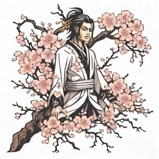 cherry blossom tree with byakuya kuchiki bankai senbonzakura kageyoshi tattoo design idea