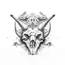 fox skull and dinosaur skull tattoo design idea