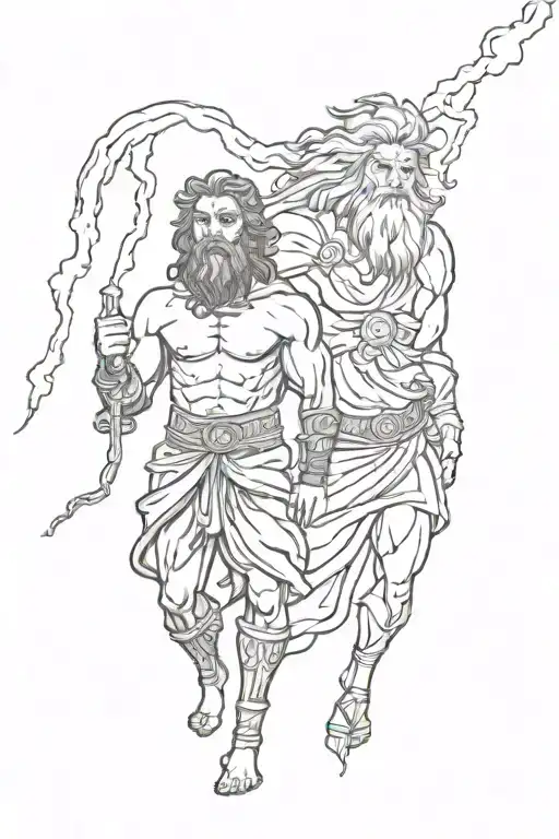 zeus and lightning  tattoo design idea