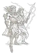 zeus and lightning  tattoo design idea