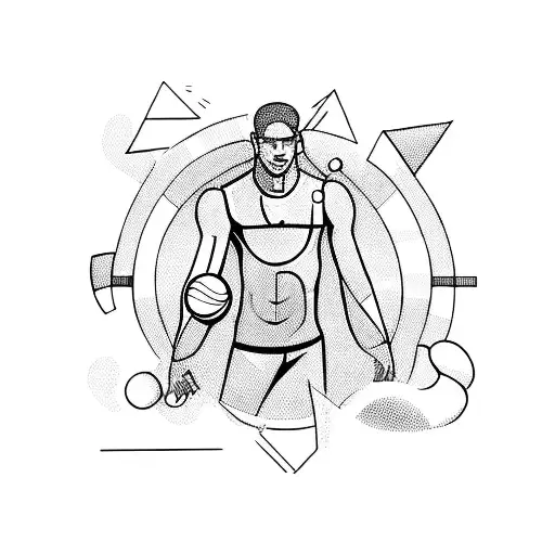 An athletic man holding a baby tattoo design idea