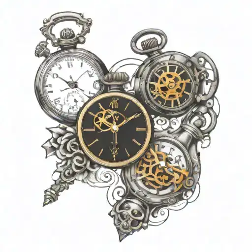3 fob watches merging together tattoo design idea