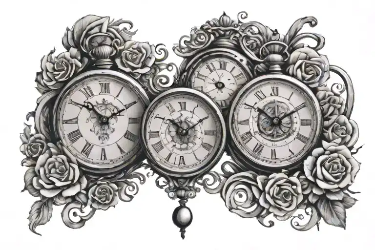 birth clocks hanging tattoo design idea