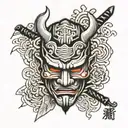 Japan samurai mask tattoo design idea