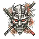 Japan samurai mask tattoo design idea