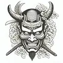 Japan samurai mask tattoo design idea