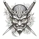 Japan samurai mask tattoo design idea