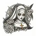 horror nun tattoo design idea