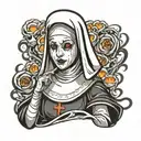 horror nun tattoo design idea