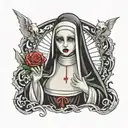 horror nun tattoo design idea