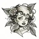 betty boop head surrounded by barbed wire wrapped tattoo design idea