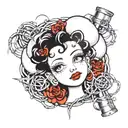 betty boop head surrounded by barbed wire wrapped tattoo design idea