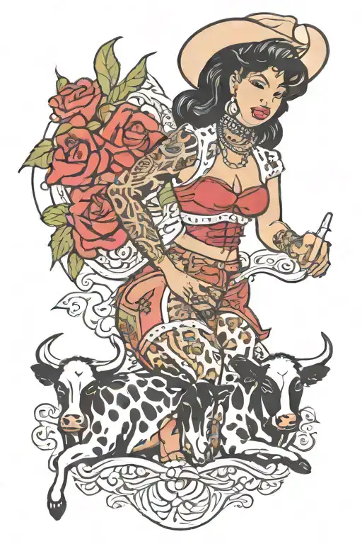 Selena Quintanilla pinup cow outfit inspired tattoo design idea