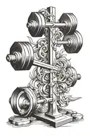 weightlifting barbell and a cross tattoo design idea