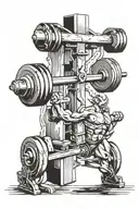 weightlifting barbell and a cross tattoo design idea