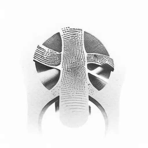 fingerprint cross motorcycle  tattoo design idea