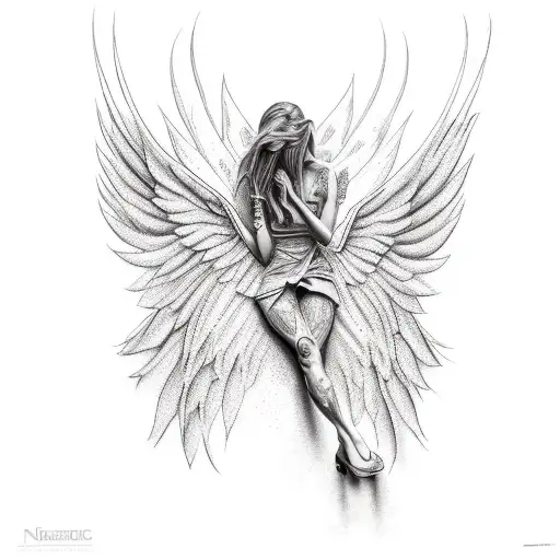 falling angel tattoo design idea