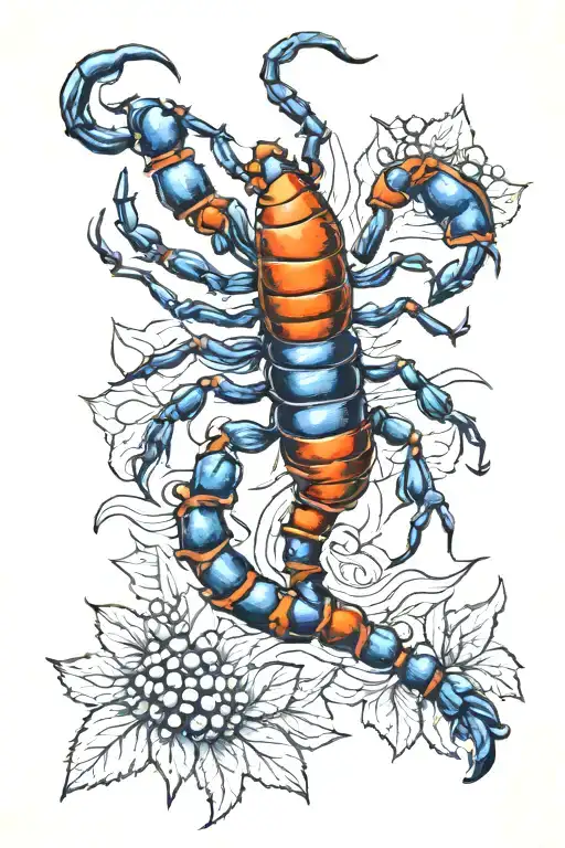 scorpion and blueberry  tattoo design idea