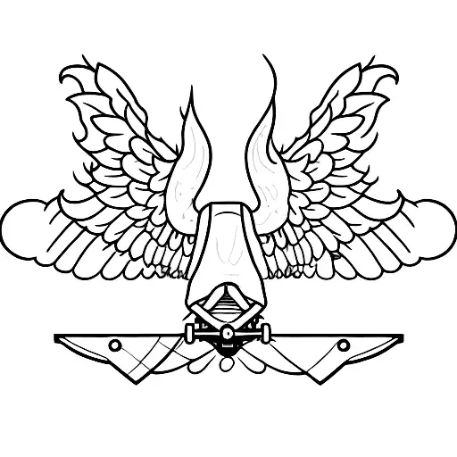 Skateboard with wings tattoo design idea