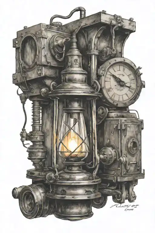 Ignacy Łukasiewicz kerosene lamp oil petrol mine engineer working tattoo design idea