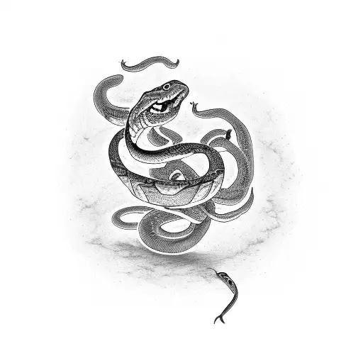 A snake dancing at the end of a stick tattoo design idea