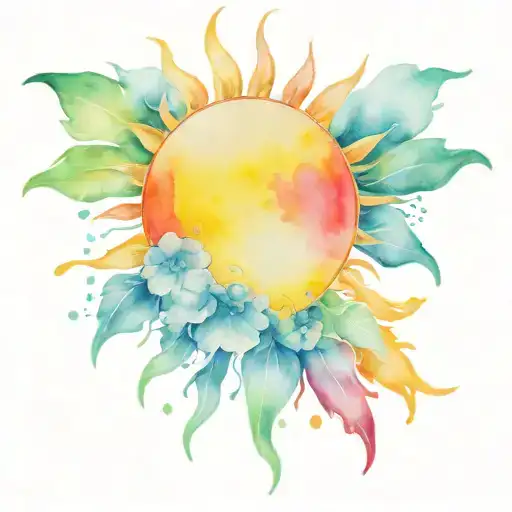 sun with sunbeam tattoo design idea