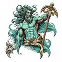 poseidon god tattoo design idea