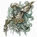 poseidon god tattoo design idea