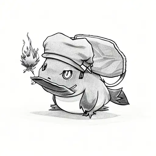 psyduck with magikarp hat tattoo design idea