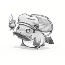psyduck with magikarp hat tattoo design idea