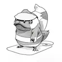 psyduck with magikarp hat tattoo design idea