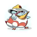 psyduck with magikarp hat on tattoo design idea