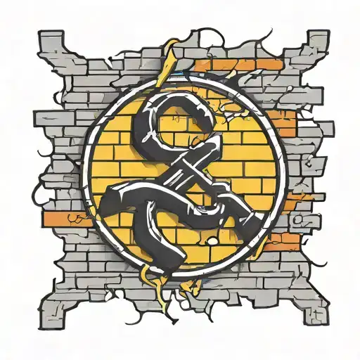 wutang clan logo graffiti, brick wall tattoo design idea