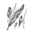 Feather with small birds tattoo design idea