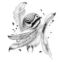 Feather with small birds tattoo design idea