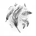 Feather with small birds tattoo design idea
