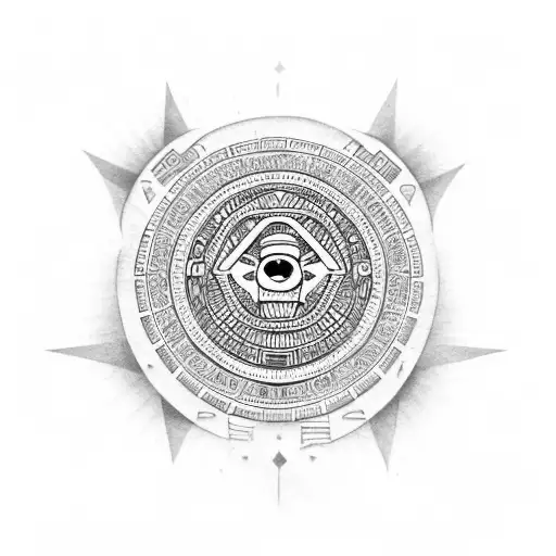 Aztec calendar with Aztec queen  tattoo design idea