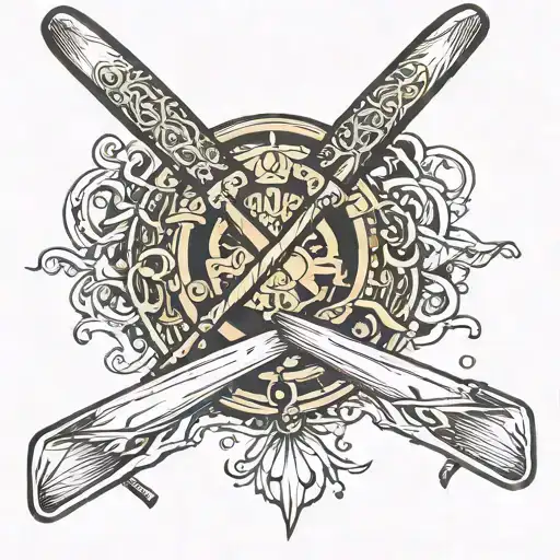 rudder with oars intertwined tattoo design idea