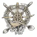 rudder with oars intertwined tattoo design idea