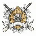 rudder with oars intertwined tattoo design idea