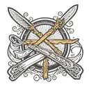 rudder with oars intertwined tattoo design idea