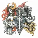 renaissance good vs evil tattoo design idea